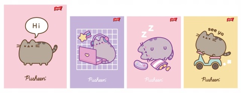 Zeszyt w kratkę A5 Pusheen kotek czarny mix wzorów 60 kartek mix 1 szt