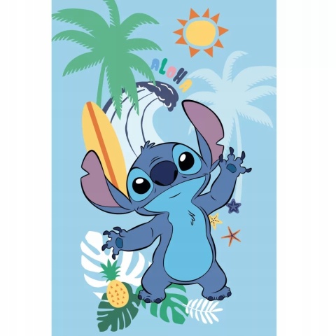 Koc kocyk polarowy Stich LILO I STITCH niebieski Aloha 100x150 cm