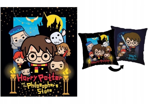 Kocyk koc polarowy coral miś 120x150cm + poduszka 40x40 HARRY POTTER