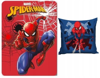 Kocyk koc polarowy czerwony 100X140 poszewka na poduszkę 40x40 SPIDERMAN
