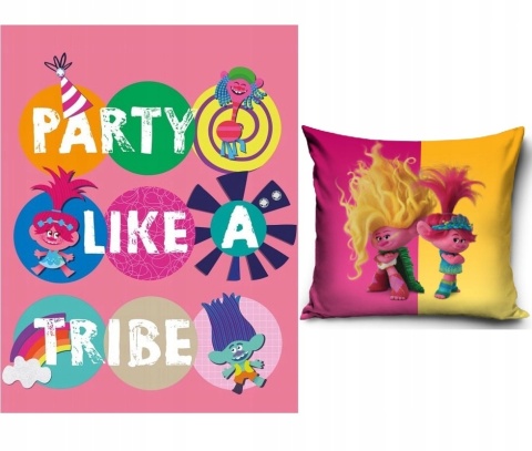 Kocyk polarowy narzuta 100x150 + poszewka na poduszkę 40x40 TROLLE POPPY