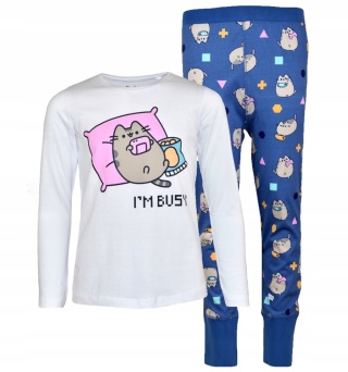 PUSHEEN koc 130x160 poszewka 40x40 piżama dziecięca długi rękaw 134/140