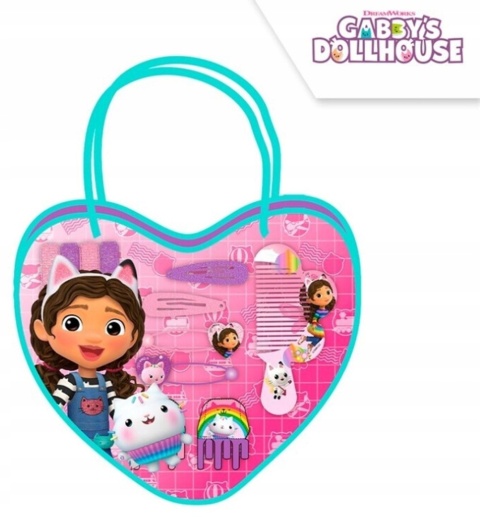 Spinki gumki grzebień do włosów torebeczka kosmetyczka Koci domek Gabi