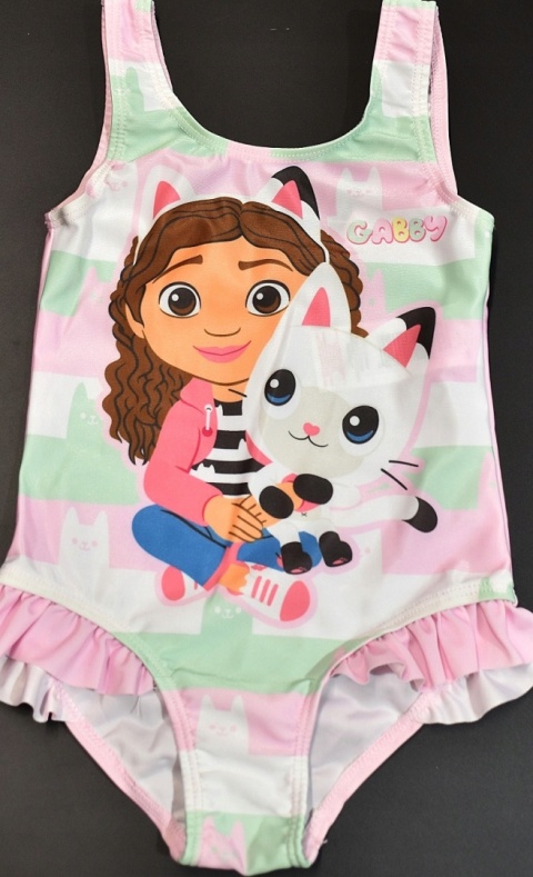 Strój kąpielowy dziecięcy jednoczęściowy KOCI DOMEK GABI na basen 122/128