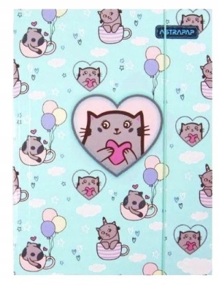Teczka z gumką A4 na dokumenty rysunki kotki słodkie kociaki z balonikami