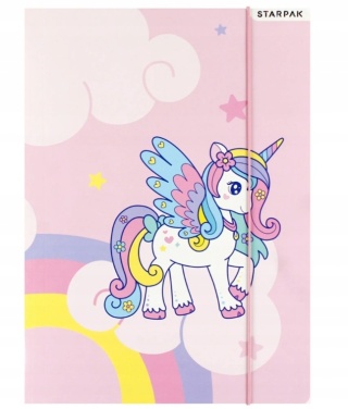 Teczka z gumką A4 na dokumenty szkolna jednorożec unicorn różowa